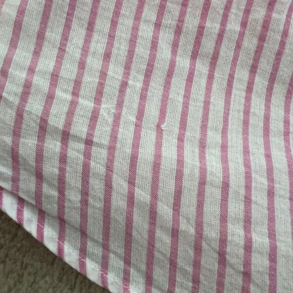 Zara White Pink Cotton Stripe Long Sleeve Button Up Sheer Oversize Blouse Top S - Picture 9 of 11